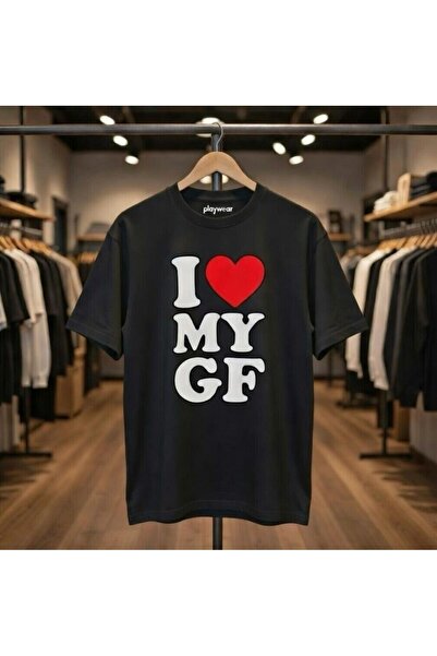 playwear Tricou cu imprimeu I LOVE MY GF Design, cu croială lejeră