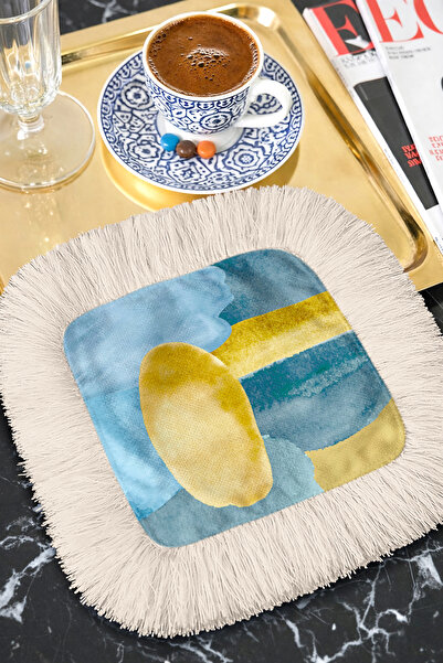 Evimde Bambaşka Șervețel artistic de lux cu franjuri pentru servirea cafelei ...