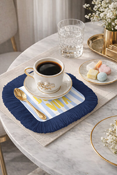 Evimde Bambaşka Șervețel de prezentare cu franjuri La Dolce Vita - Șervețel m...