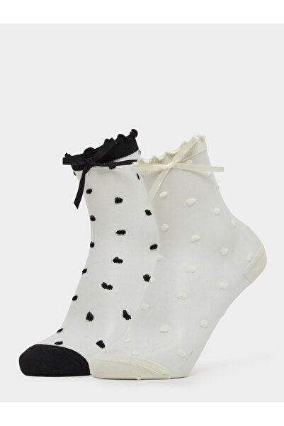 Styli Pack of 2 - Polka Dot Ribbon Ankle Socks