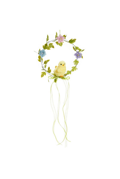 Decorer Coronita decorata cu Puisor si flori multicolor 16x43 cm