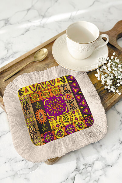 Evimde Bambaşka منديل تقديم مزين بشراشيب بنقوش أفريقية عرقية - منديل ملون بوه...