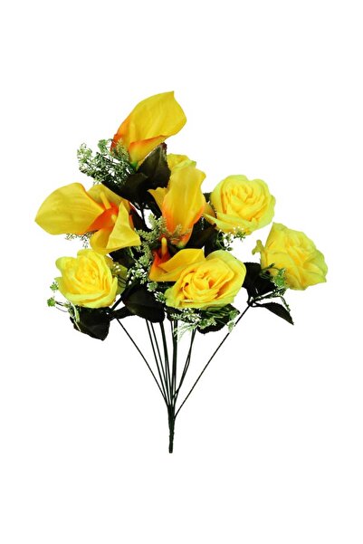 Goliat Bukiet 12 kwiatów mix róża i lotos z dodatkami w kolorze żółtym