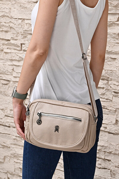 Meryem Çanta Kadın 4 Bölmeli Çıtçıt Kapaklı Fermuarlı Kolon Askılı Çapraz Omu...