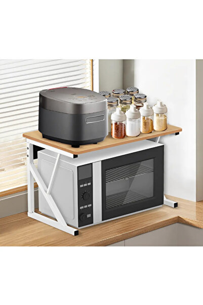 Herum Suport metalic pentru cuptorul cu microunde, cu raft din MDF, alb/maro,...