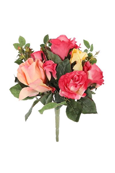 Goliat Elegancki Sztuczny Bukiet Róż z Różami Różowymi și Żółtymi 30 cm