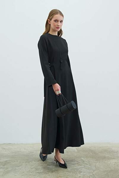 Hooopstore D Buckle Detailed Long Black Dress