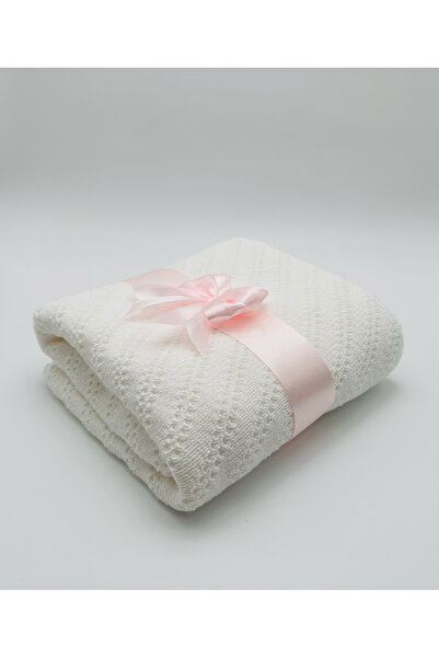 OEM Knitted blanket lined with cocolino - white with pink pamblica