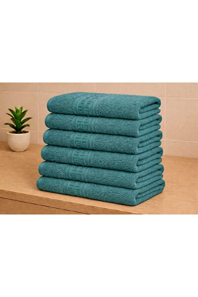 OEM Set of 6 Aqua bath towels made of 100% Cotton with Patterned , 70x130 cm,...