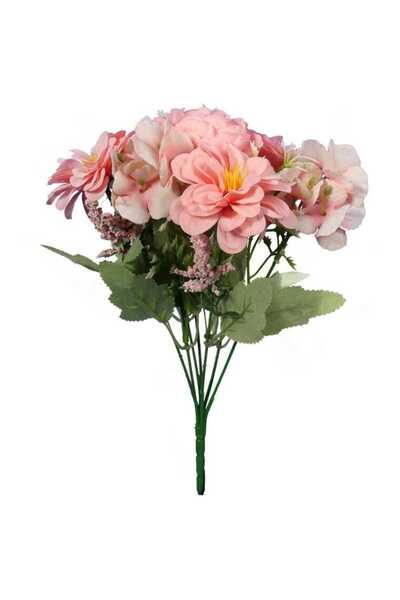 Goliat Różowy bukiet 7 sztucznych kwiatów typu Hortensja, 32 cm