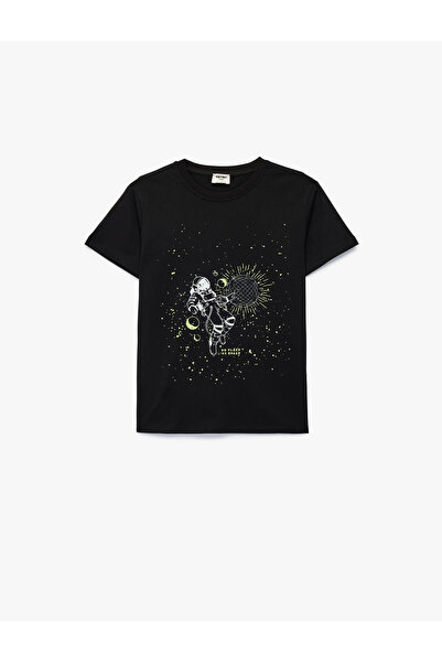 Koton Памучна тениска с къс ръкав и кръгла яка