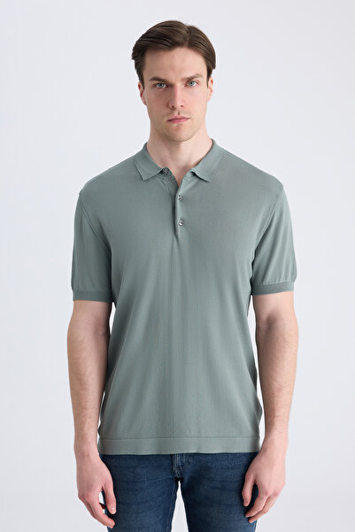 D'S Damat Ds Damat Slim Fit тъмнозелено едноцветно трикотажно летни трикотажн...