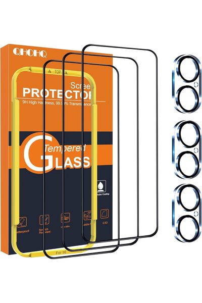 Other iPhone 16 Tempered Glass - 9H+ Screen Protector, Set of 3 Pieces, 3D Ed...
