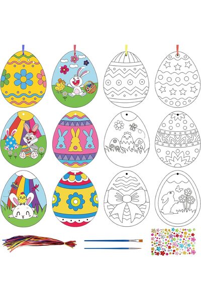 Other Set 48 Oua de Paste din Hartie pentru Pictat - Decoratiuni DIY, 12 Mode...