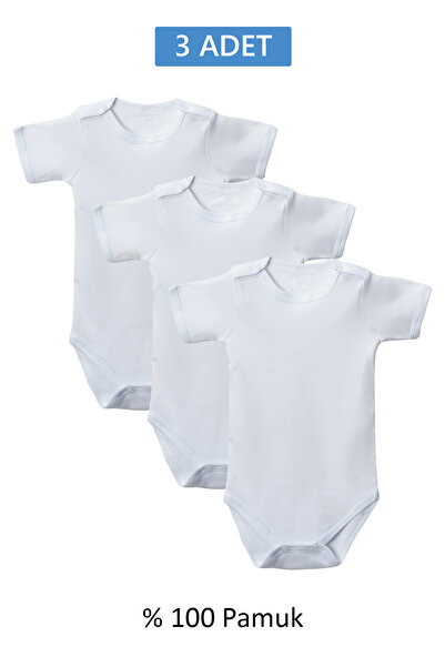 Cetiner Group White Half Sleeve Bodysuit for Children 2-7 Years Old (3 Pieces...