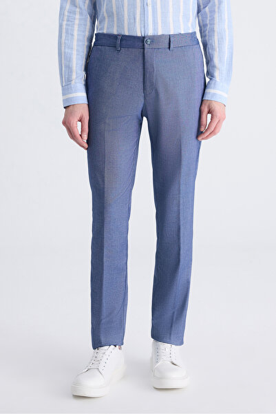 D'S Damat Ds Damat Slim Fit Navy Blue Dobby Rayon Jogger Pants