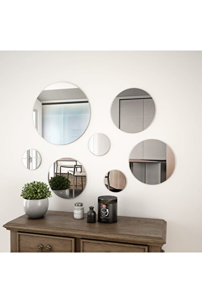Concept Set oglindă de perete, 7 piese, sticlă, rotundă