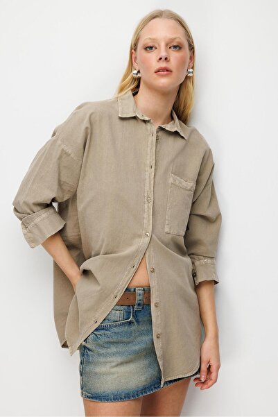 Mixray 4820 women's piece paint basic shirt antique mink