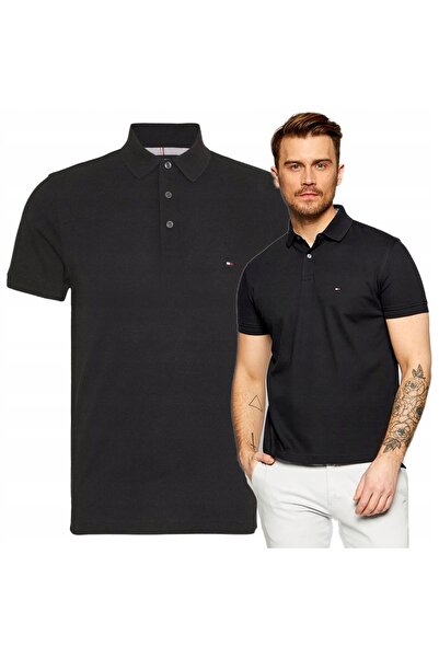 Tommy Hilfiger Tricou polo negru bărbătesc premium, mărimea M