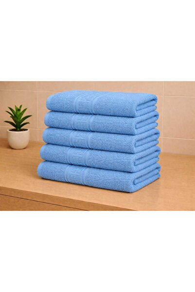 OEM Set of 5 Blue bath towels made of 100% Cotton with Patterned , 70x130 cm,...