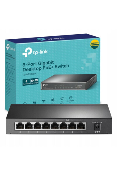 TP-LINK Comutator PoE TL-SG1008P 8xGE, 4xPOE, metalic