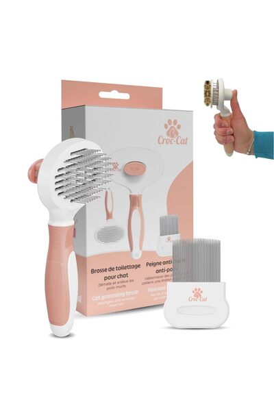 Other Self-Cleaning Cat Brush - Button System, Short and Long Fur - Anti-Flea...