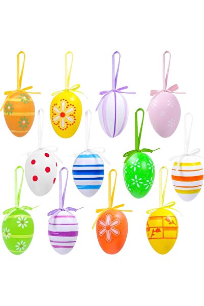 Other Ouă de Paște Pictate Manual - Set 24 Bucăți, Ornamente Suspendate Plast...