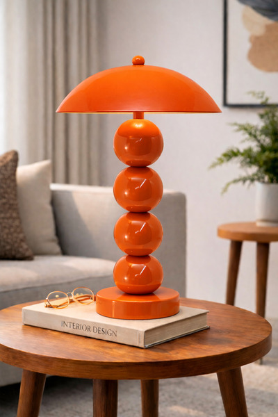 Natiorj Pilli 4 Top Turuncu Model Masa Lambası Cafe Salon Yatak Odası Aç Kapa...