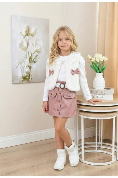 Milanlı Kids Girl's Festive 3-Piece Vest Set