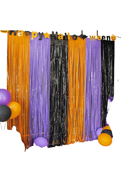 Other Set Perdele Halloween - Beteala Metalica Franjuri - 3 Bucati, 1x2m, Por...