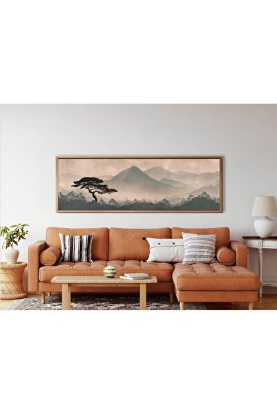 woodhomeworks Tek Parça Gerçek Ahşap Yatay Panorama Çerçeveli Tablo