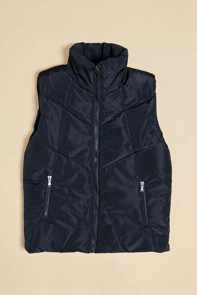 Fulla Moda سترة منتفخة للفتيات ذات الياقة العالية بسحاب