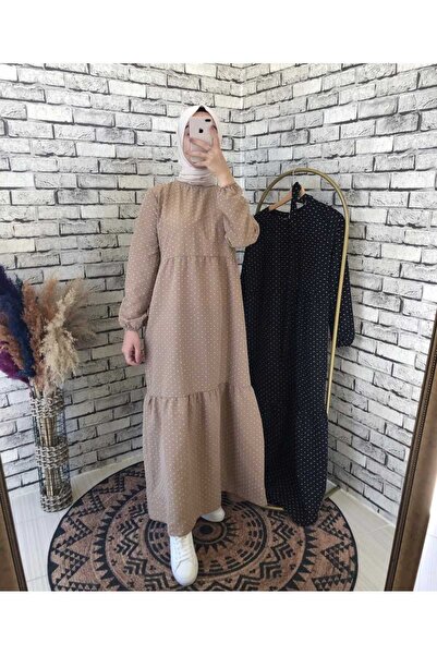MODELİSA PUANTİYE DESENLİ ELBİSE