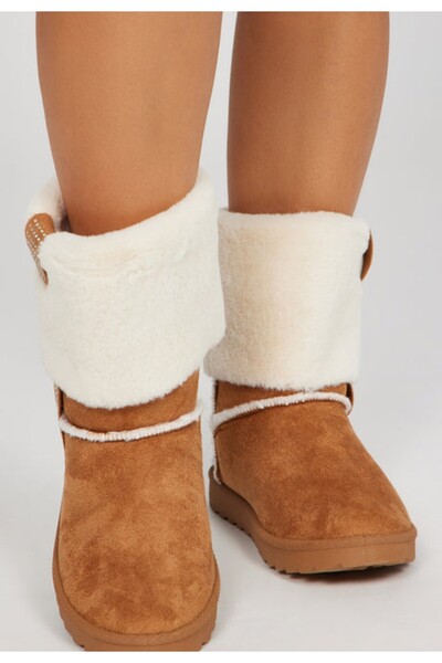 ARDSU Fashion Nova Stone Detailed Tan Σουέτ Μπότες