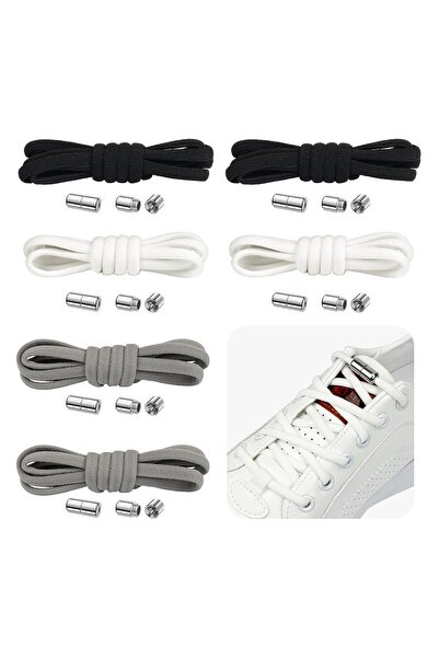 Other Șireturi Elastice fără Legare - Set 6 Perechi, Capsule Metalice, 105 cm...