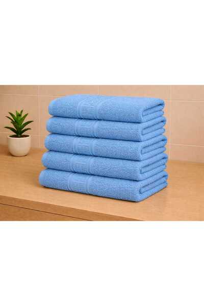 OEM Set of 5 Blue bath towels made of 100% Cotton with Patterned , 70x130 cm,...