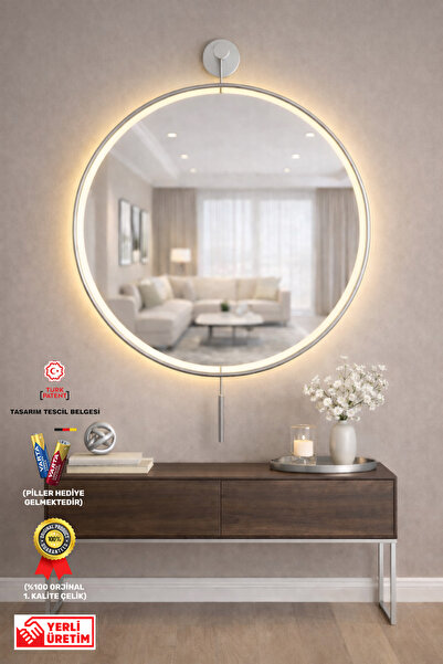 MetaQuartz Aksesuar Kablosuz Ledli Luxry Mirror Ayna Mat Gümüş 50x75 60x75 Cm...