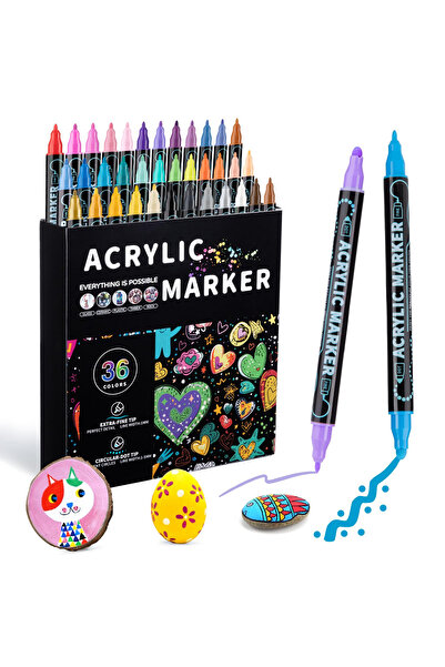 Other Markere Acrilice cu Două Capete - Set 36 Culori, Vârf Dublu 1-5mm, Pent...
