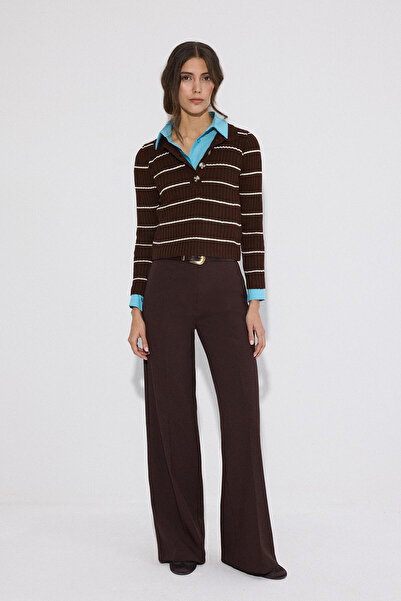 Touché Privé POLO COLLAR STRIPED KNITWEAR SWEATER
