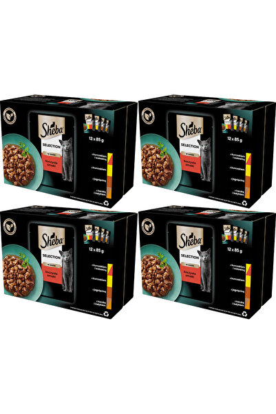 SHEBA amestec de arome pentru hrană umedă pentru pisici 48x85g