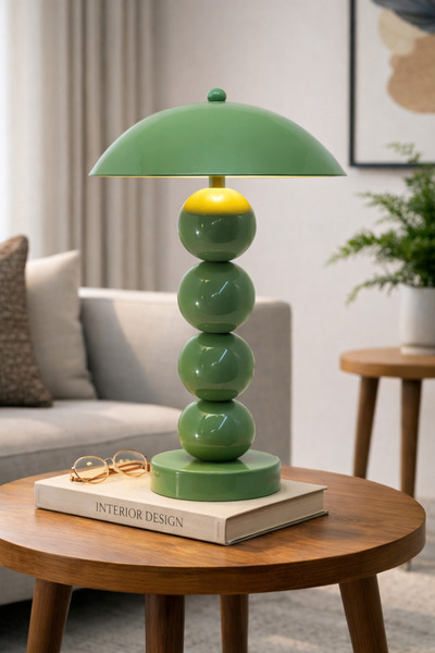Natiorj Pilli 4 Top Yeşil Model Masa Lambası Cafe Salon Yatak Odası Aç Kapa Ç...