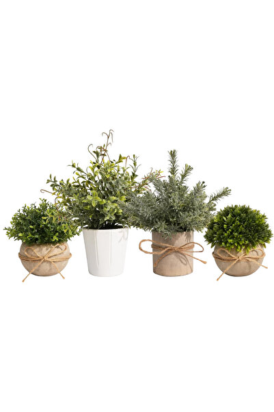 Other Artificial Potted Plants Set - Realistic Appearance, Plastic - 4 pcs, G...