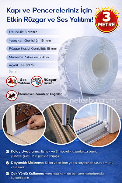 nelerbulurum Bandă autoadezivă pentru uși și ferestre, izolație împotriva vân...