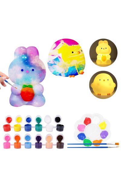 Other DIY Painting Night Light Set for Kids - 2 Figures, 12 Colors, 4 Brushes...
