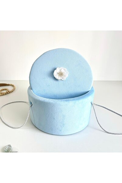Anya-Events Μπλε Βελούδινη Σφουγγαρένια Θήκη Βαπτιστικού Σετ