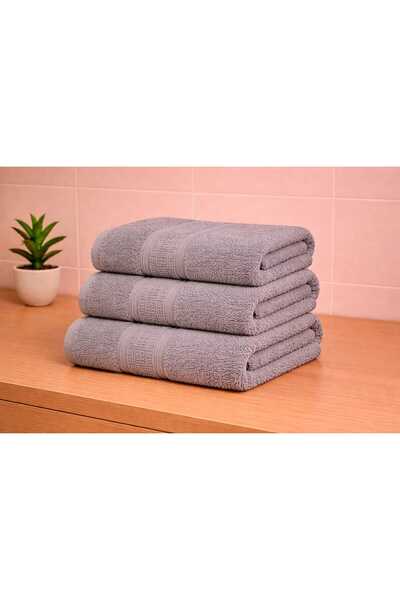 OEM Set of 3 Grey 100% Cotton Bath Towels with Patterned , 70x130 cm, 400 gra...
