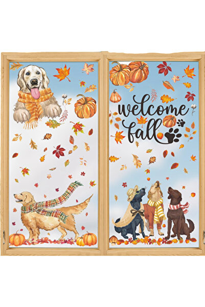 Other Autumn Window Stickers - Set of 77 Pieces, Pumpkins and Leaves - 4 Shee...