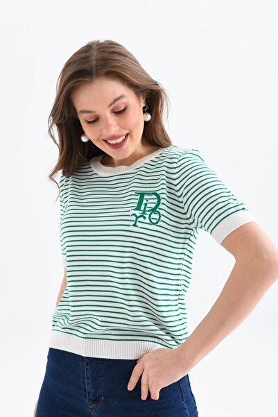 Park Karon Women's Crew Neck Striped Knit Sweater 10150