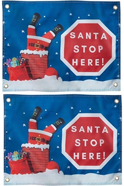 Other Banner Crăciun Santa Stop Here - Set 2 Bucăți, Poliester, Rezistent UV,...