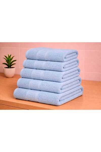 OEM Set 5 prosoape de baie Baby Blue din Bumbac 100% cu model grecesc, 50x90 ...